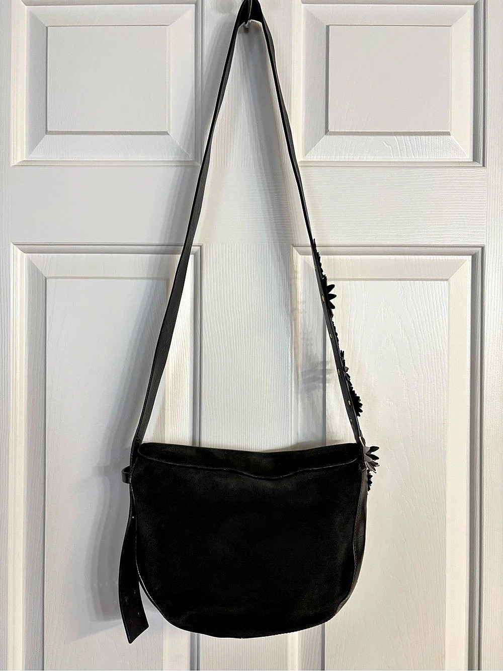 IMNYC Isaac Mizrahi Black Suede Crossbody Bag
